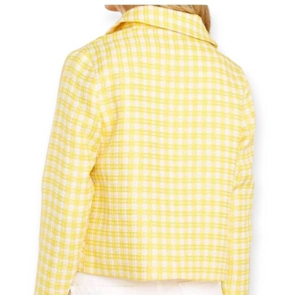 AURA RED DRESS YELLOW TWEED JACKET W/PEARL BUTTONS SZ.L NWOT. - Picture 4 of 10